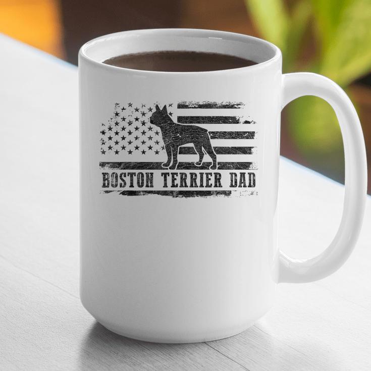 Boston Terrier Dad Distressed American Flag Patriotic Dog Graphic Print Coffee Mug