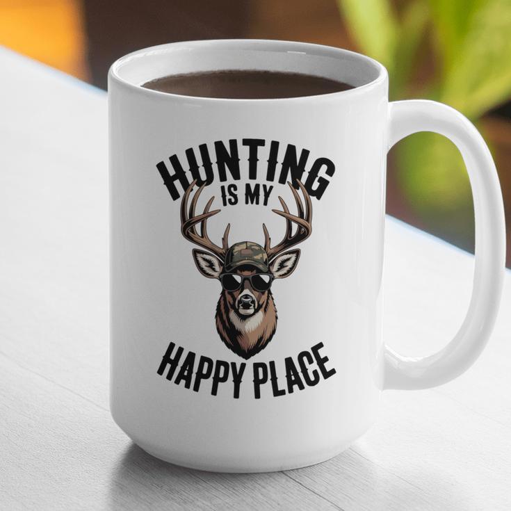 Camo Deer Hunting Is My Happy Place Dad Hunter Graphic Print Coffee Mug
