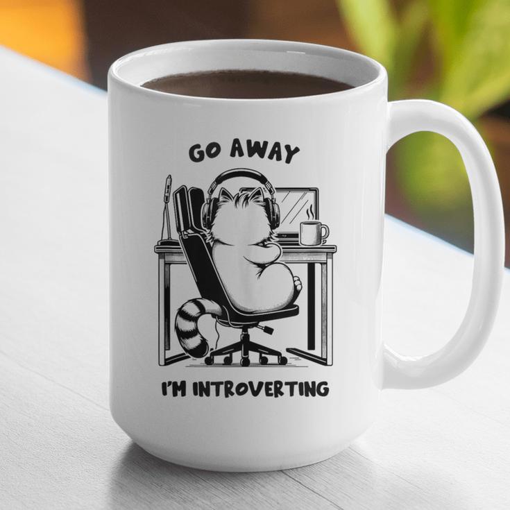 Cat With Coffee On Computer Go Away I'm Introverting Graphic Print Coffee Mug Cat With Coffee On Computer Go Away I'm Introverting Graphic Print Coffee Mug