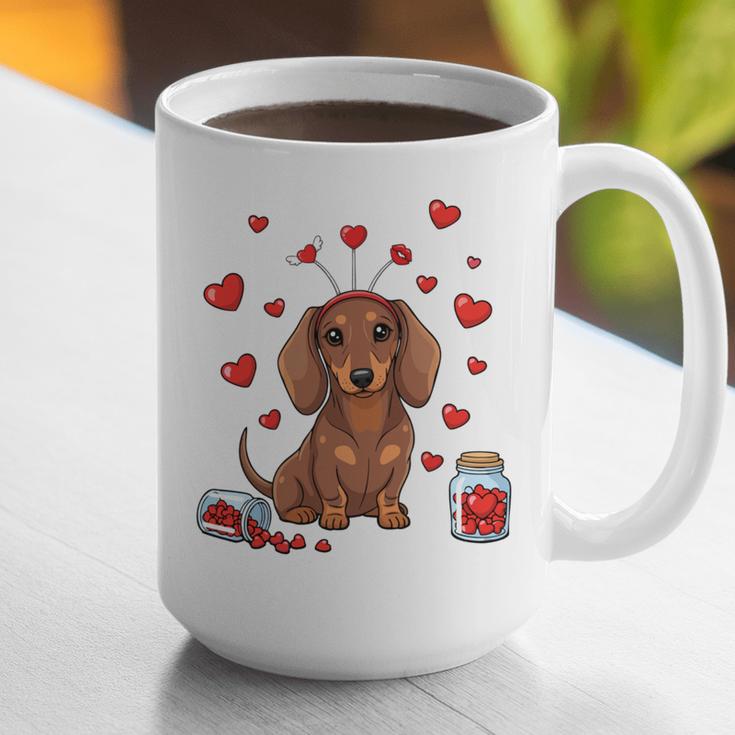 Cute Dachshund Valentine's Day Heart Love Dog Mom Dog Dad Graphic Print Coffee Mug