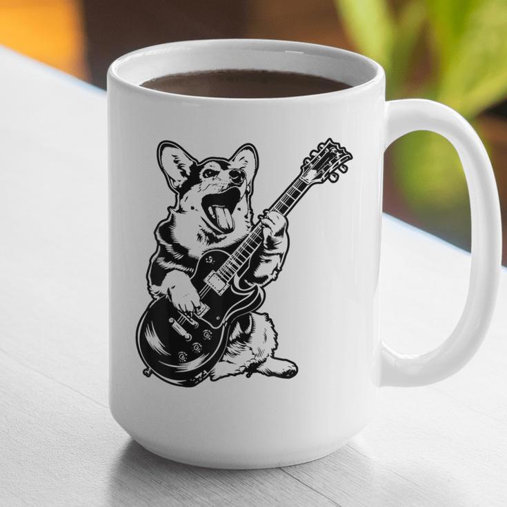 Dog Guitarist Guitar Pembroke Welsh Corgi Dad Mom Graphic Print Coffee Mug