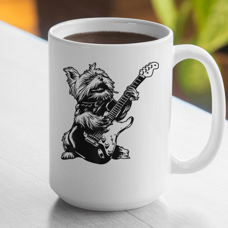 Dog Guitarist Guitar Yorkie Dad Mom For Men Women Graphic Print Coffee Mug