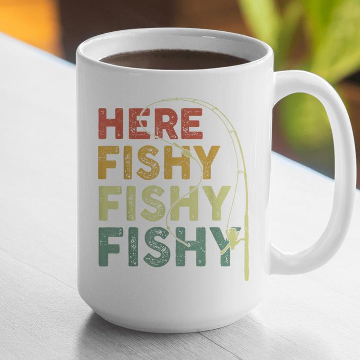 Fishing Here-Fishy Bass Fish Dad Graphic Print Coffee Mug