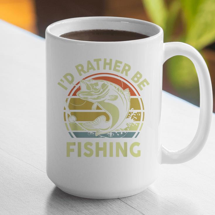 Fishing I'd Rather Be Fishing Bass Fish Dad Jokes Graphic Print Coffee Mug