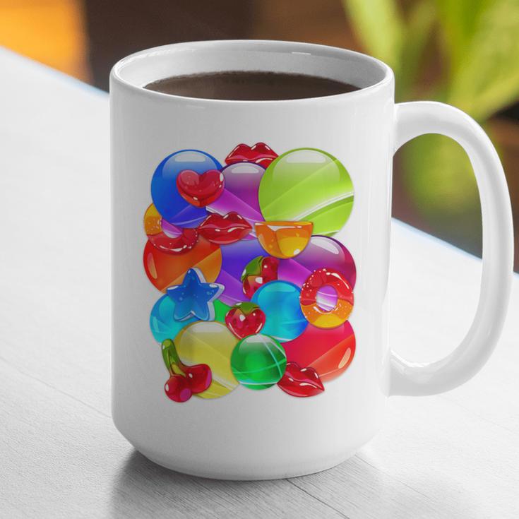 Frutiger Aero Aesthetic Tech Orb Pattern Heart Cherry Lips Raglan Baseball Tee Graphic Print Coffee Mug