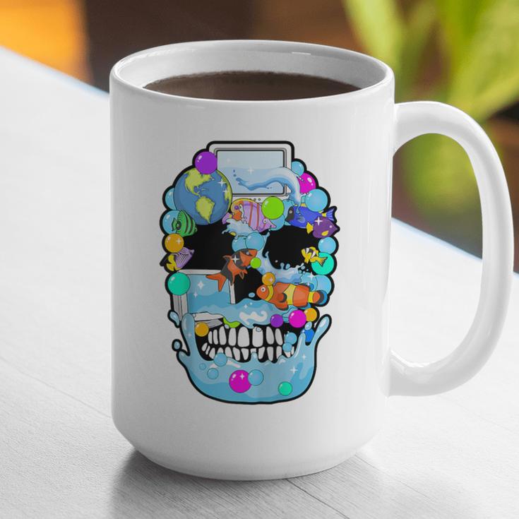 Frutiger Aero Aesthetic Tech Skull Computer Fishes Raglan Baseball Tee Graphic Print Coffee Mug