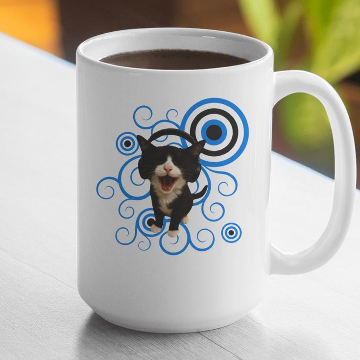 Frutiger Aero Cat Meme Headphone Kitty Cat Lover Graphic Print Coffee Mug