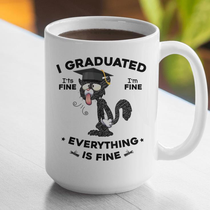 I Graduated Graduate Class 2025 Cat Graduation Graphic Print Coffee Mug