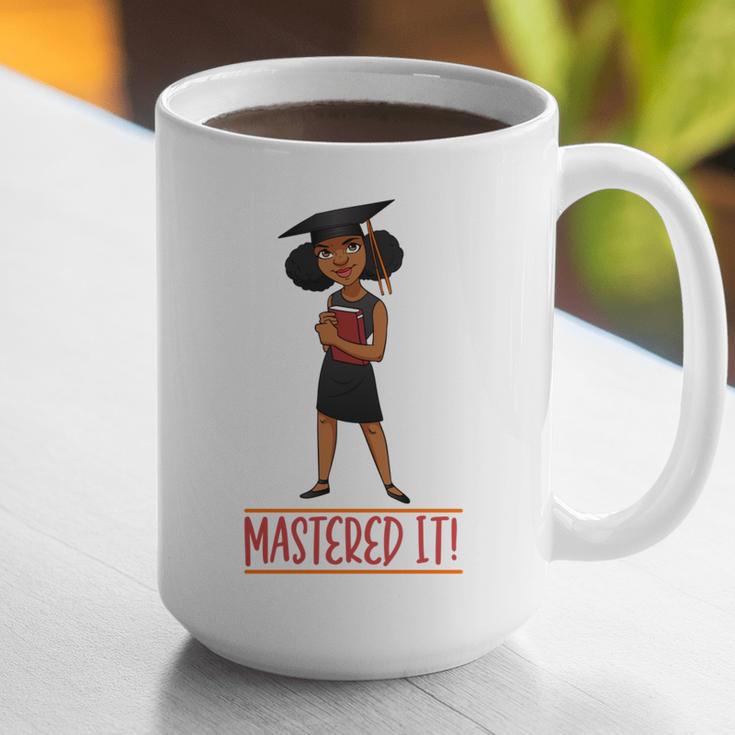 Graduation Woman Tshirt Black Melanin Masters Degree Graphic Print Coffee Mug