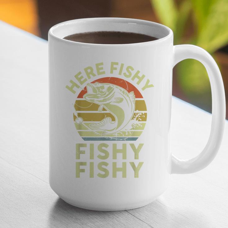 Here-Fishy Fishing Boy Large Mouth Bass Dad Graphic Print Coffee Mug