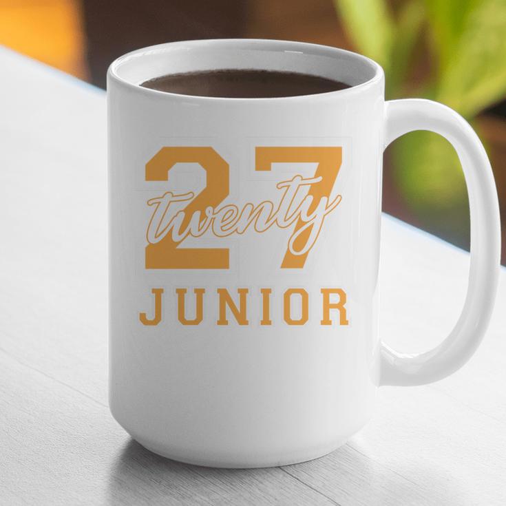 Junior Class 2027 Graduation Back To School Orange Letters Premium Tri-Blend Graphic Print Coffee Mug