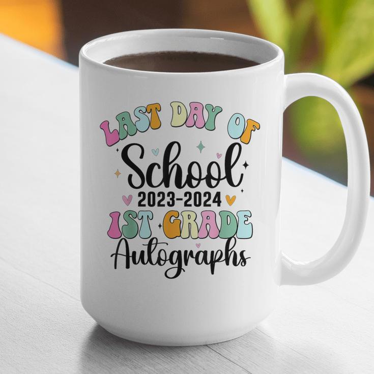 Last Day Autographs 1st Grade Graduation Boys Girls Groovy Graphic Print Coffee Mug