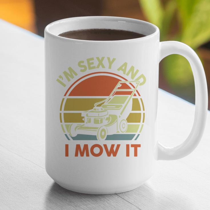 Lawn Mowing Dad Im Sexy And I Mow It Mower Garden Premium Tri-Blend Graphic Print Coffee Mug