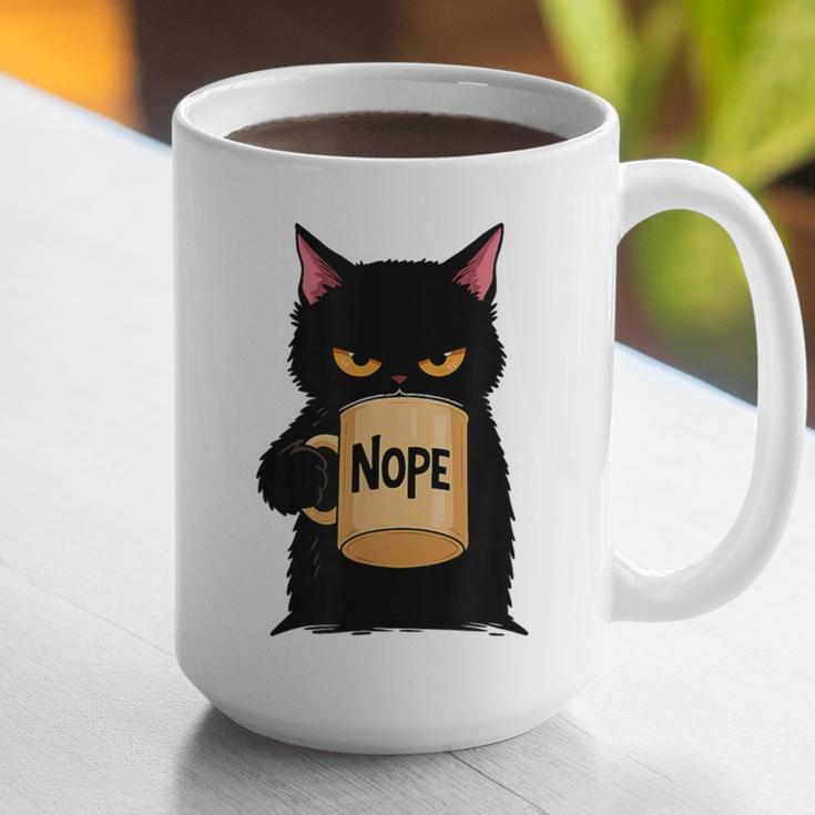 Nope Coffee Cat – Introvert Humor Monday Kitty Graphic Print Coffee Mug