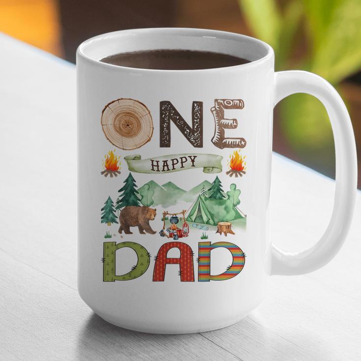 One Happy Dad Camper 1st Birthday Boy Camping Bear Graphic Print Coffee Mug One Happy Dad Camper 1st Birthday Boy Camping Bear Graphic Print Coffee Mug