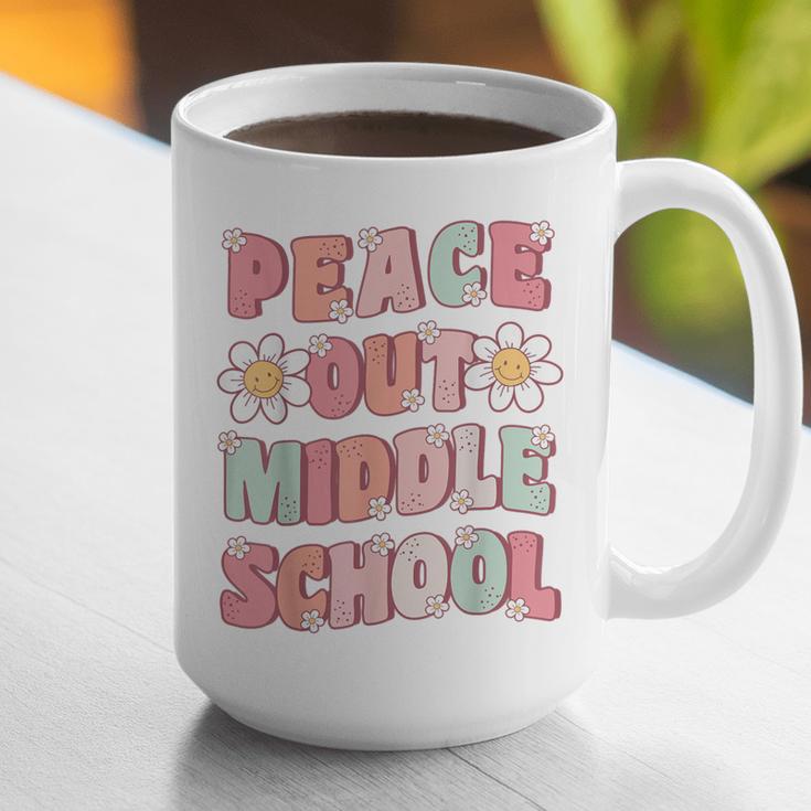 Peace Out Middle School Graduation Groovy Last Day Of School Graphic Print Coffee Mug