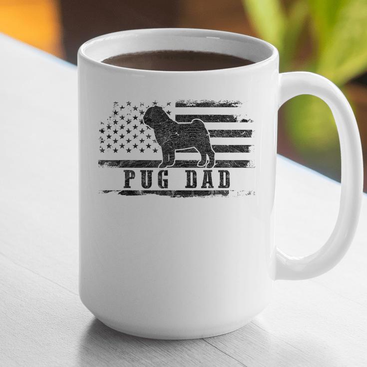 Pug Dad Distressed American Flag Patriotic Dog Graphic Print Coffee Mug