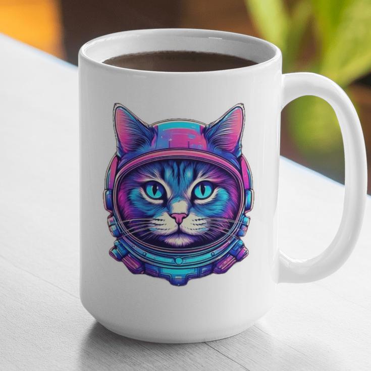Retro 80s Cat In Space Suit Nostalgia Cat Vintage Astronaut Graphic Print Coffee Mug