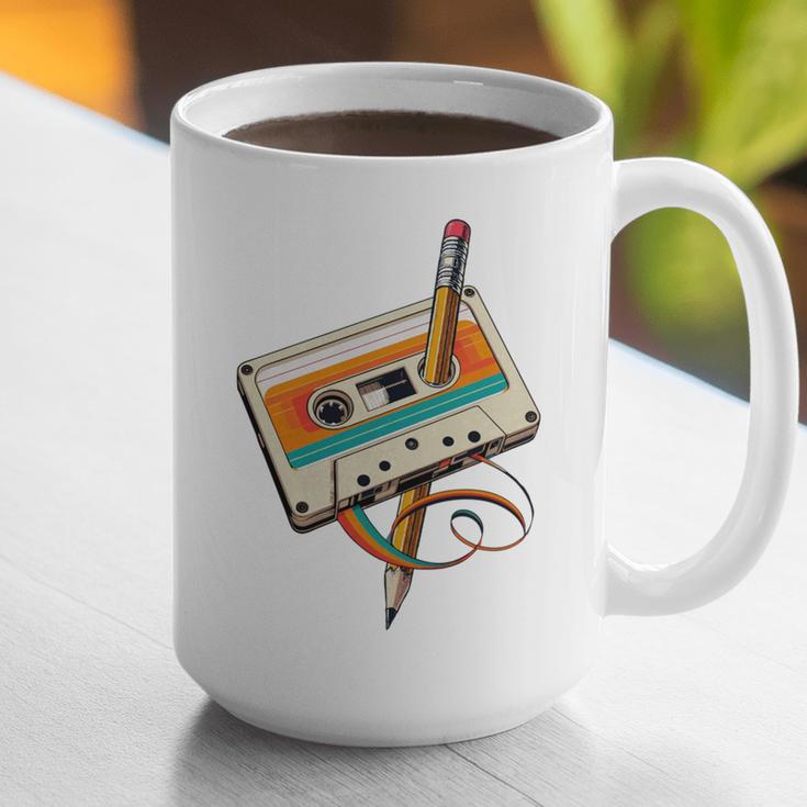 Retro Cassette Tape & Pencil Rewind Nostalgia Party 80s 90s Graphic Print Coffee Mug