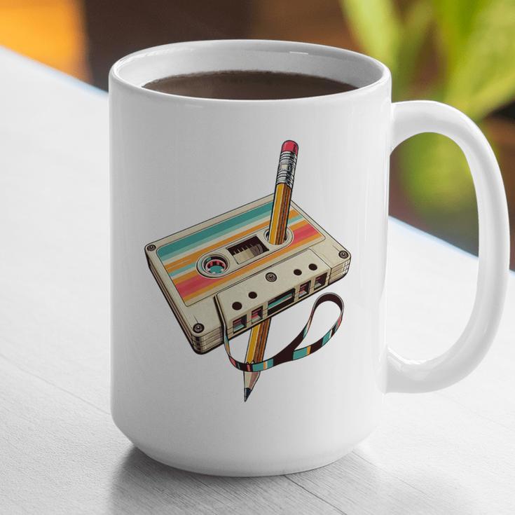 Retro Cassette Tape & Pencil Rewind Nostalgia Party 80s 90s Premium Graphic Print Coffee Mug