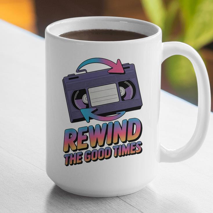 Rewind Good Times Retro VHS Tape Nostalgia 80s 90s Premium Tri-Blend Graphic Print Coffee Mug