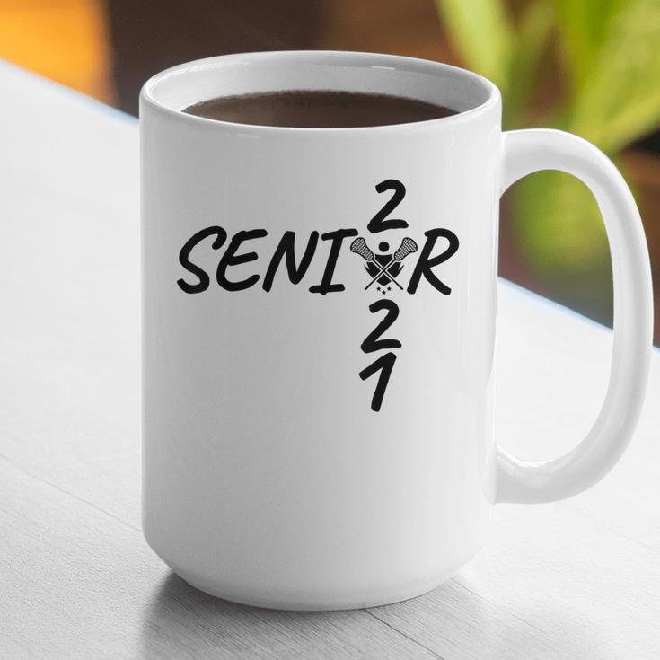 Senior 2021 Lacrosse Sticks And Ball Graduation Graphic Print Coffee Mug