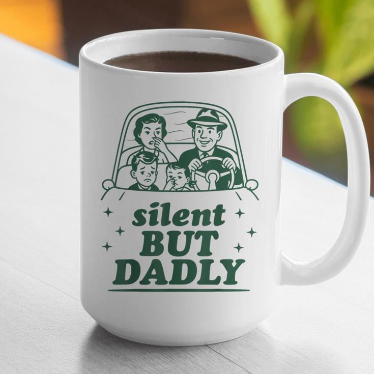 Silent But Dadly Father's Day Fart Dad Farting Vintage Graphic Print Coffee Mug