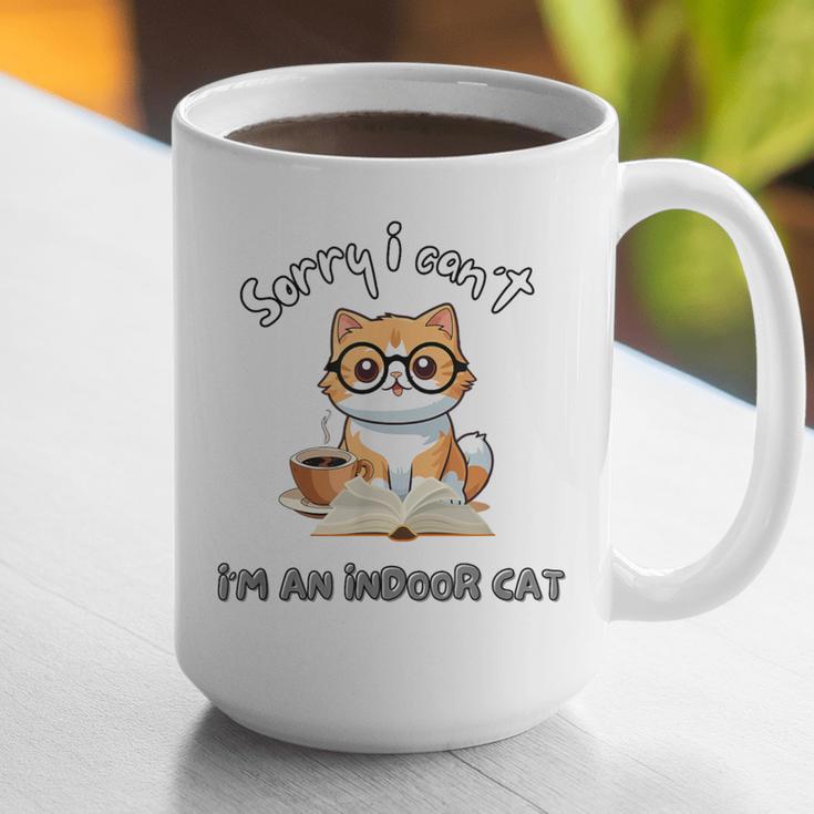 Sorry I Can't Indoor Cat Top For Introvert With Coffee Book Graphic Print Coffee Mug