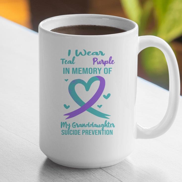 Teal Purple Memory Granddaughter Suicide Prevention Ribbon Graphic Print Coffee Mug
