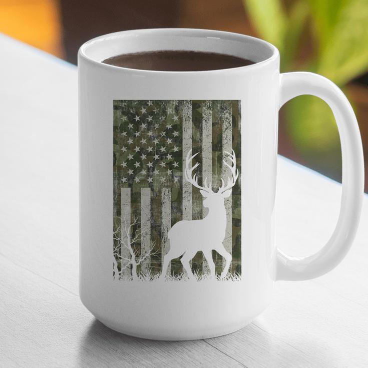 US Flag Deer Elk Buck Camoflage Hunting Hunter Dad Grandpa Graphic Print Coffee Mug