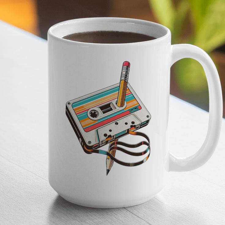 Vintage Cassette Tape And Pencil Nostalgia Party 70s 80s 90s Premium Graphic Print Coffee Mug