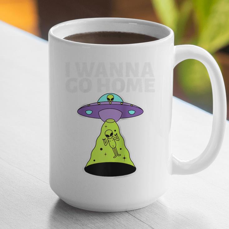 I Wanna Go Home Introvert UFO UAP Flying Saucer Trippy Alien Raglan Baseball Tee Graphic Print Coffee Mug