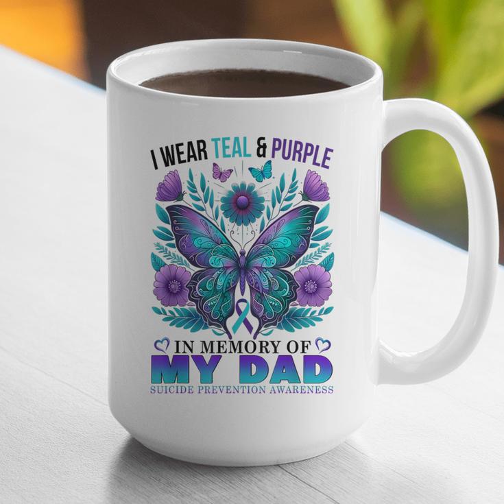 I Wear Teal Purple In Memory Of My Dad Suicide Awareness Graphic Print Coffee Mug