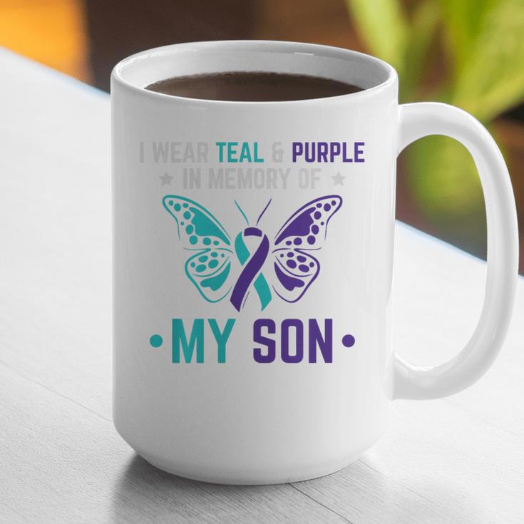 I Wear Teal Purple In Memory Of My Son Suicide Awareness Premium Tri-Blend Graphic Print Coffee Mug I Wear Teal Purple In Memory Of My Son Suicide Awareness Premium Tri-Blend Graphic Print Coffee Mug