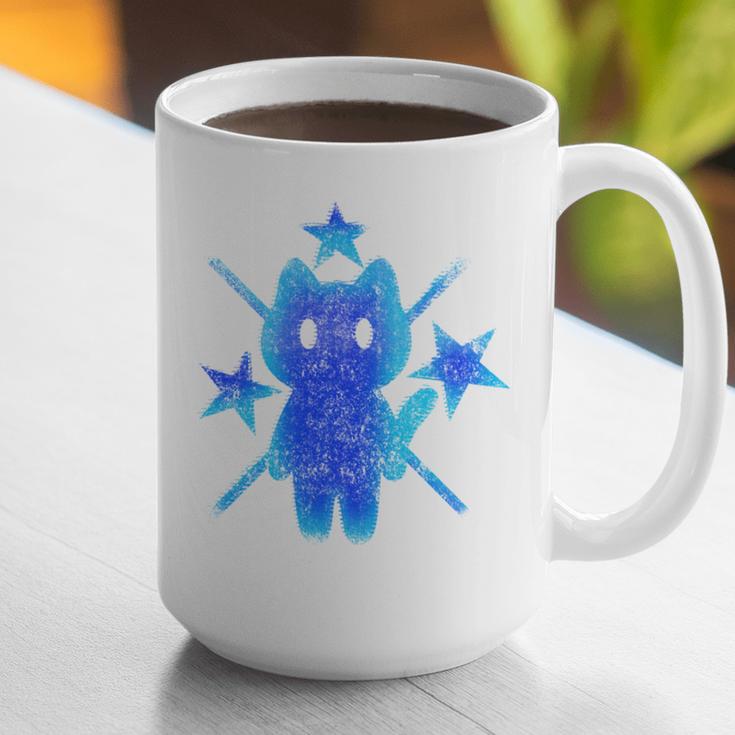 Yk2 Grunge Earthy Blue Cat With Stars Tomboy 90s Nostalgia Graphic Print Coffee Mug Yk2 Grunge Earthy Blue Cat With Stars Tomboy 90s Nostalgia Graphic Print Coffee Mug