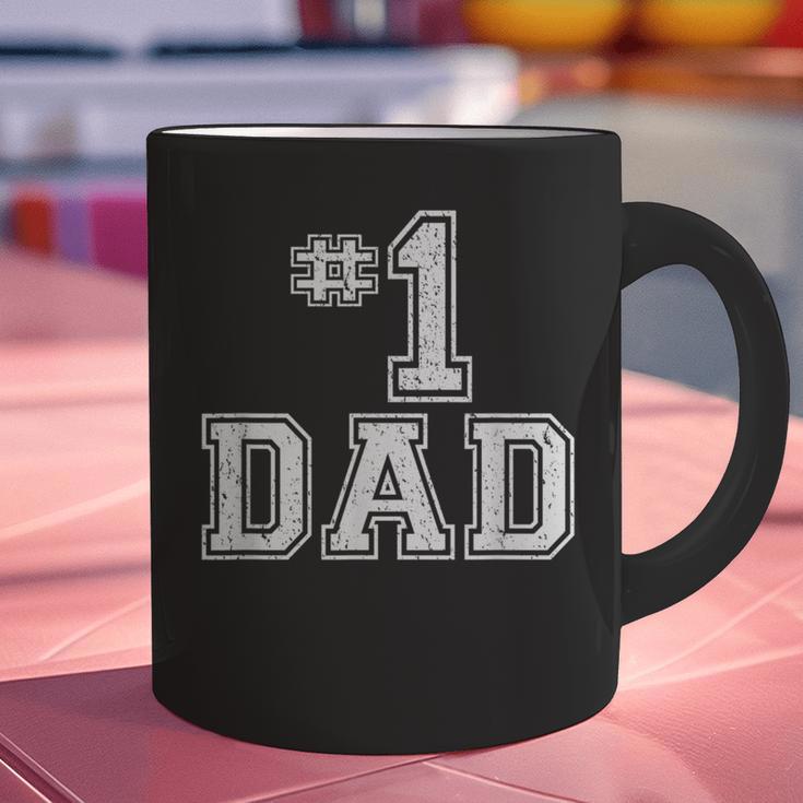 1 Dad Number One Father's Day Vintage Style Graphic Print Coffee Mug