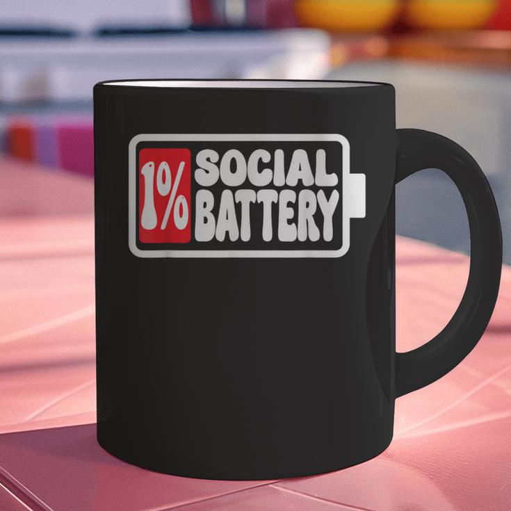 1 Social Battery Sarcastic Introverted Men Women Graphic Print Coffee Mug