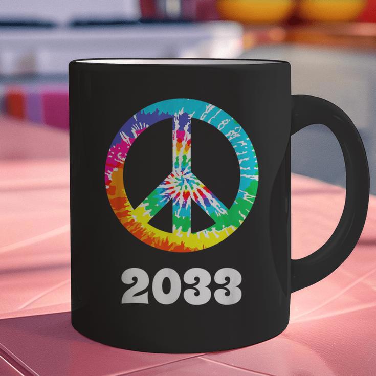 2033 Graduation Class Year Tie Dye Peace Sign Graphic Print Coffee Mug