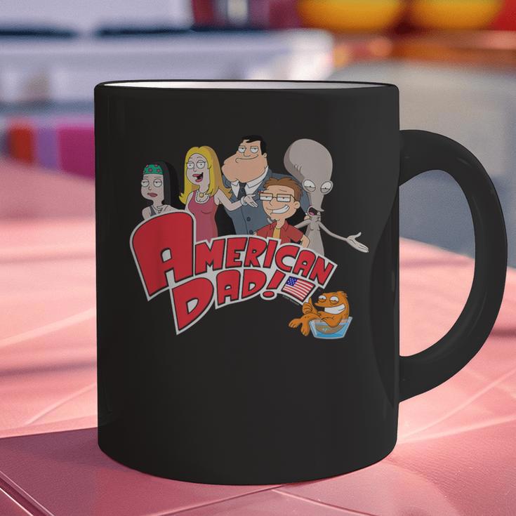 American Dad Show Logo With Family Cartoon Graphic Print Coffee Mug American Dad Show Logo With Family Cartoon Graphic Print Coffee Mug
