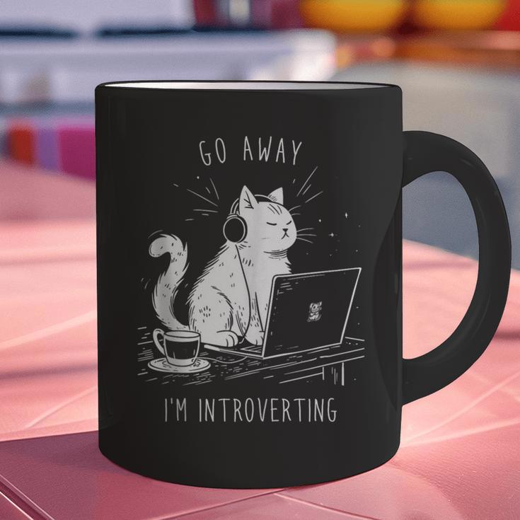Antisocial Introvert Cat With Coffee On Computer Emo Goth Graphic Print Coffee Mug Antisocial Introvert Cat With Coffee On Computer Emo Goth Graphic Print Coffee Mug