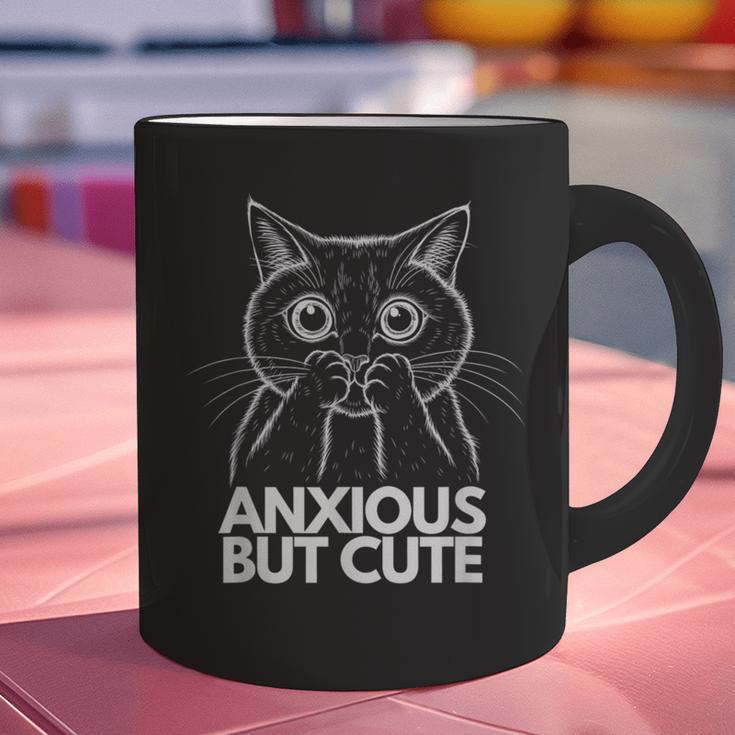Anxious But Cute Anxiety Meme Cat Lover Introvert Graphic Print Coffee Mug