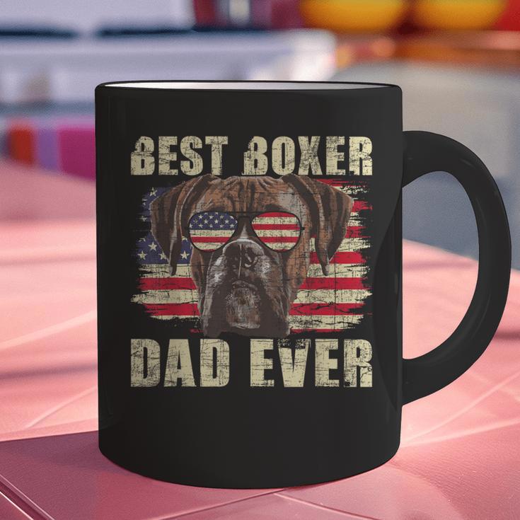 Best Boxer Dad Ever USA Flag American Dog Animal Lover Graphic Print Coffee Mug