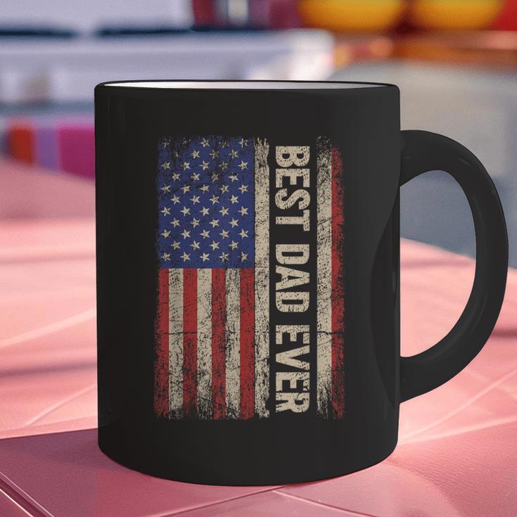 Best Dad Ever US American Flag For Father's Day Men Graphic Print Coffee Mug