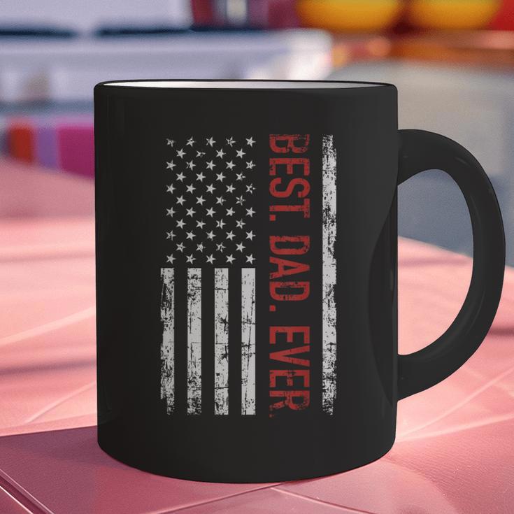 Best Dad Ever US American Flag Gift For Father's Day Short Sleeve Graphic Print Coffee Mug