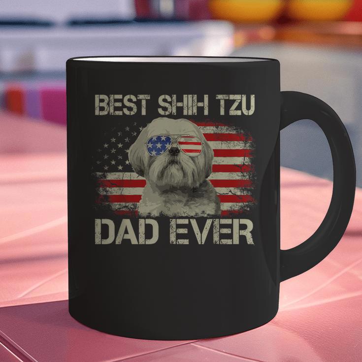 Best Shih Tzu Dad Ever Tshirt Dog Lover American Flag Graphic Print Coffee Mug