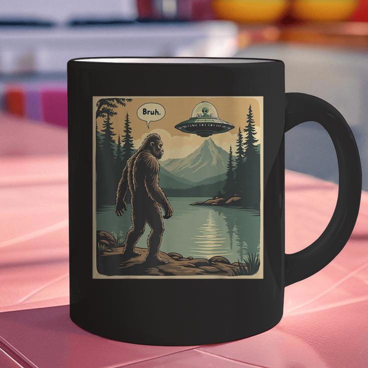 Bigfoot Sasquatch Alien Spaceship UFO Introvert Bruh Graphic Print Coffee Mug Bigfoot Sasquatch Alien Spaceship UFO Introvert Bruh Graphic Print Coffee Mug