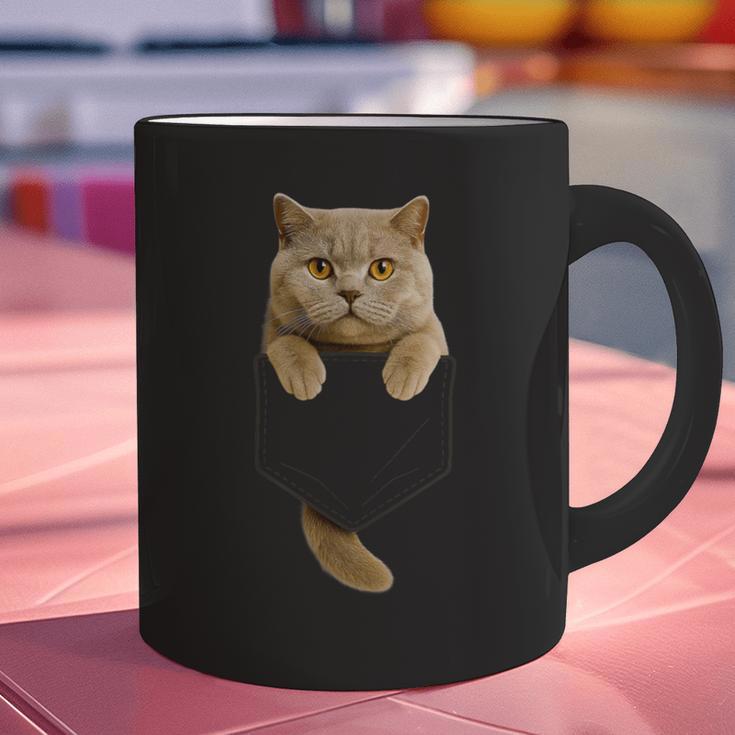 British Shorthair Cat Pocket Cat Mom Cat Dad Cat Lover Graphic Print Coffee Mug