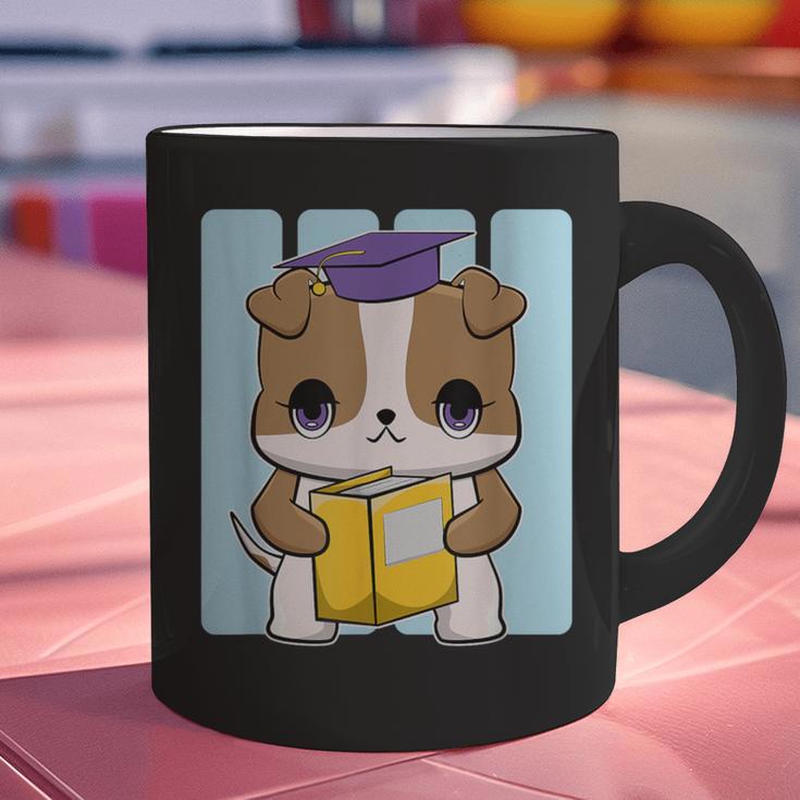 Bulldog Anime Pup Graduation Graphic Print Coffee Mug