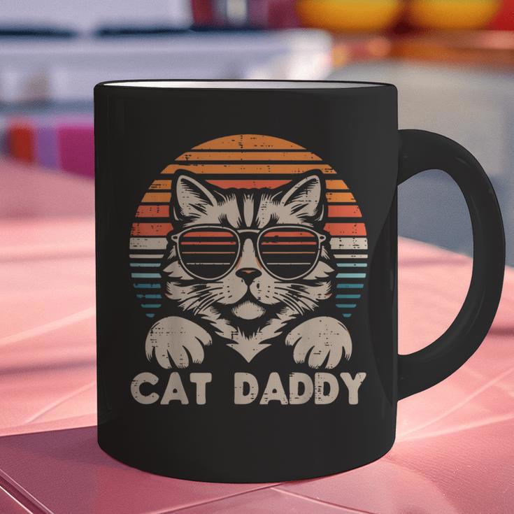 Cat Daddy Sunglasses Sunset Retro Fur Dad Papa Kitten Men Graphic Print Coffee Mug