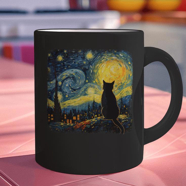 Cat Starry Night Van Gogh Cat For Cat Lover Cat Mom Cat Dad Graphic Print Coffee Mug